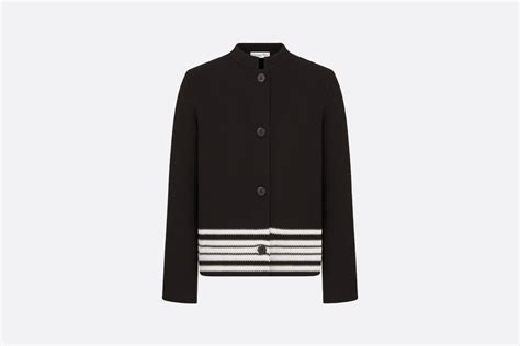 Dior Marinière Jacket Black and White Cotton and Silk Knit